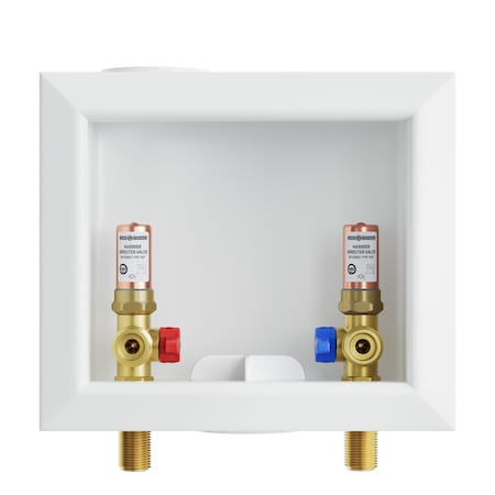 Jones Stephens Washing Machine Box, Center Outlet with Water Hammer Arrestor, 1/2in. MIP/SWT Connection B05946